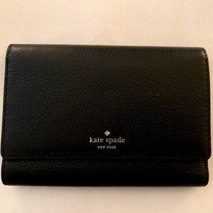 Black Leather Kate Spade Trifold Wallet